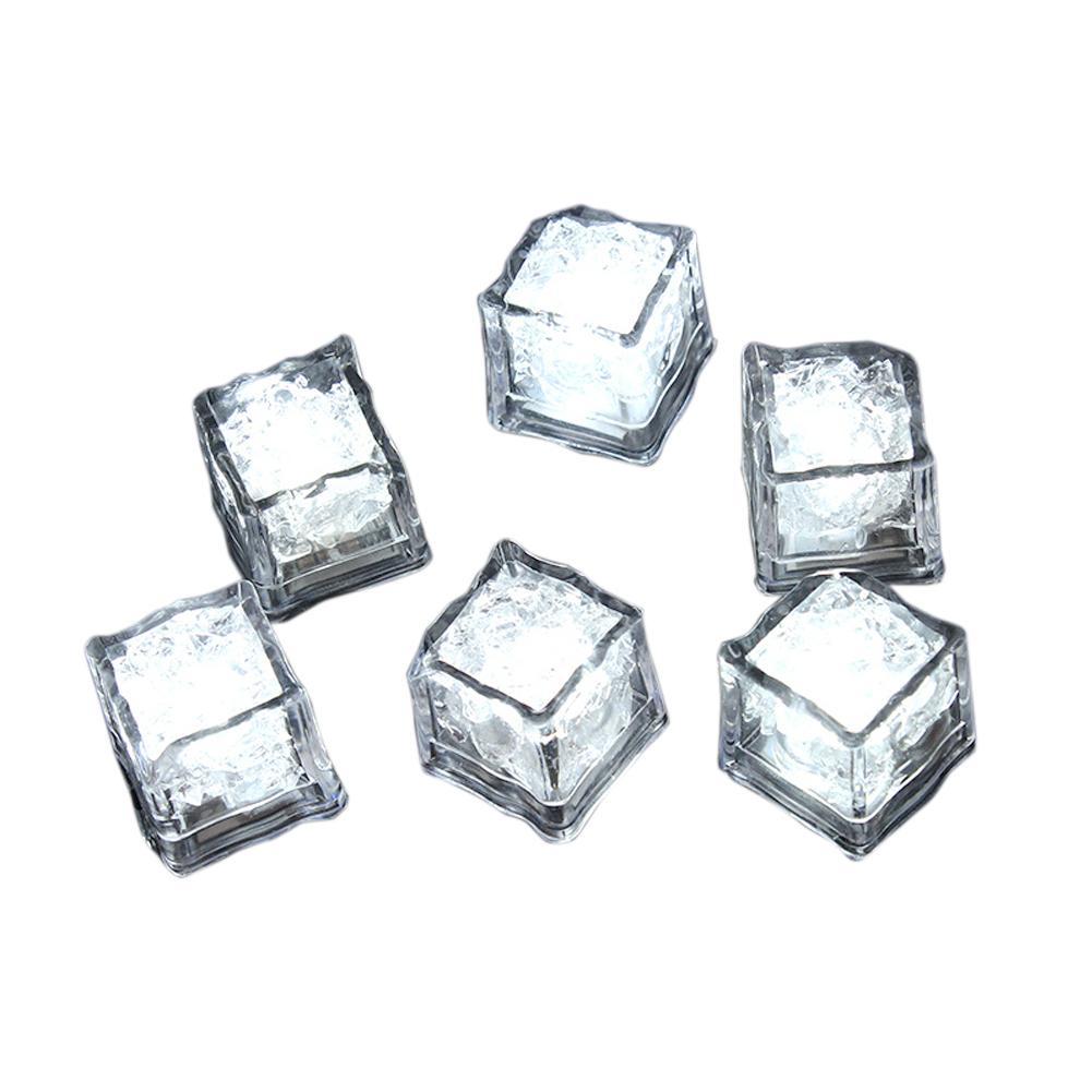Boule de glace LED 12 pièces, Flash lumineux néon pour fête, Festival de mariage, noël, Bar, verre à vin, fournitures de décoration: WHITE