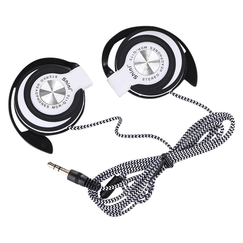 Uniwersalny wtyk 3.5mm przewodowy klip do gier sportowych na słuchawki Laptop MP3 słuchawki douszne do siłowni do treningów i ćwiczeń: White