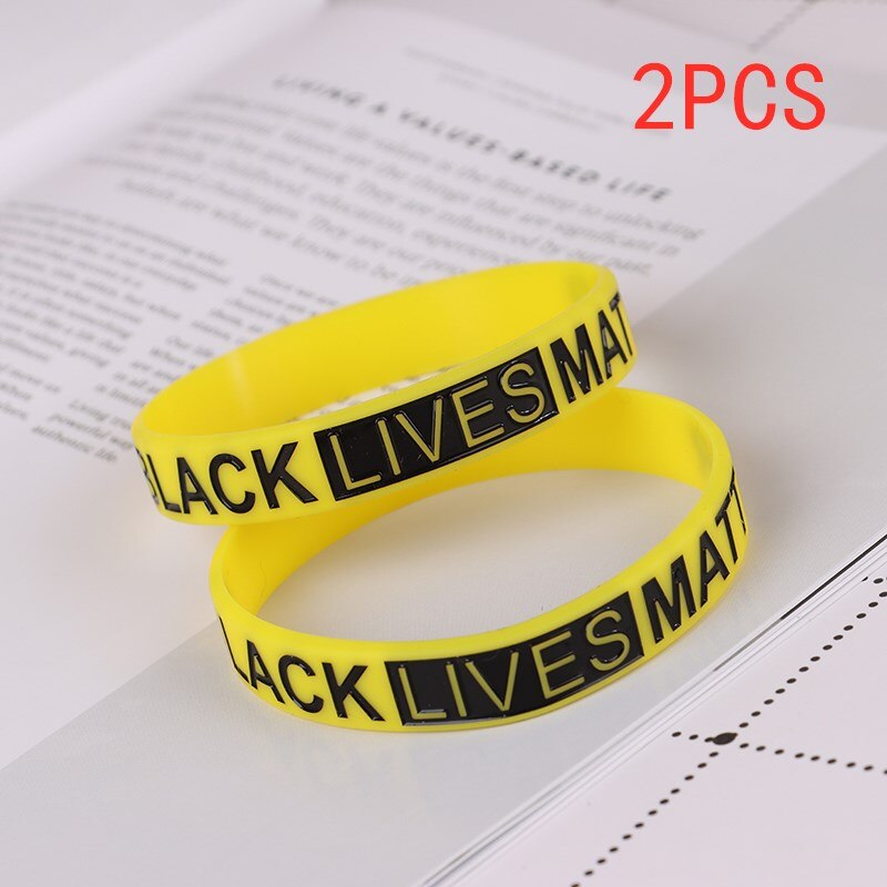Nero Vita Importa Braccialetti in silicone Nero del Braccialetto di I non Può Respirare Gomma Protesta Bracciali: giallo 2pezzi