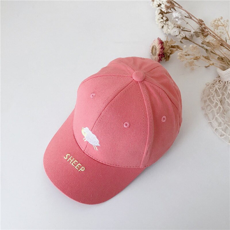 Casquette de Baseball pour bébé, coréenne, printemps été, extérieur, lettres brodées, Animal de dessin animé, chapeau pour enfant en bas âge, garçons et filles de 2-7 ans: red