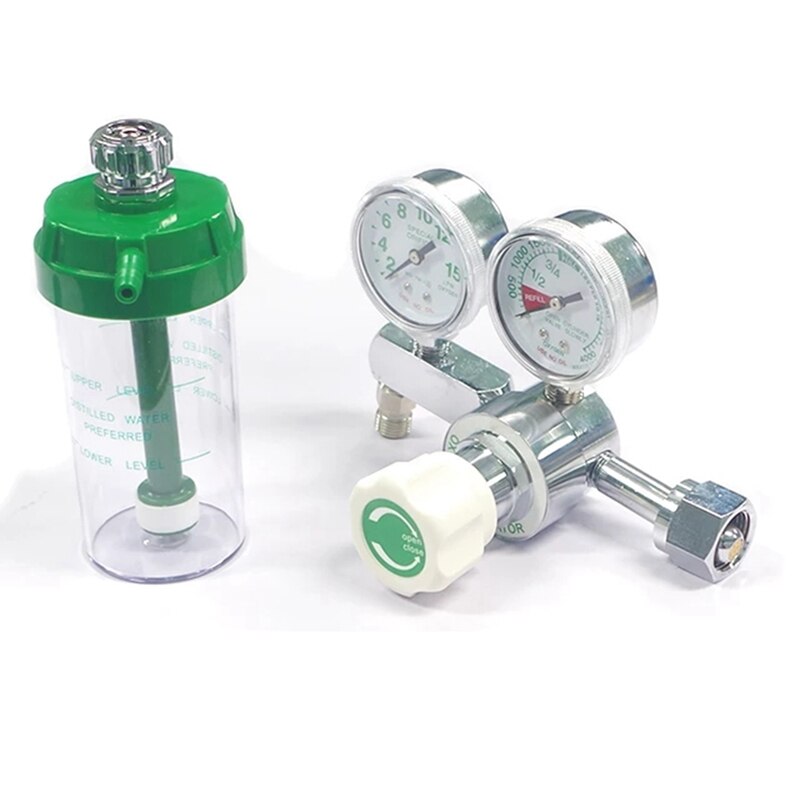 ! Oxygen Regulator CGA540 With Flowmeter Gauge High Pressure For For Oxygen Cylinder 4000Psi: Green