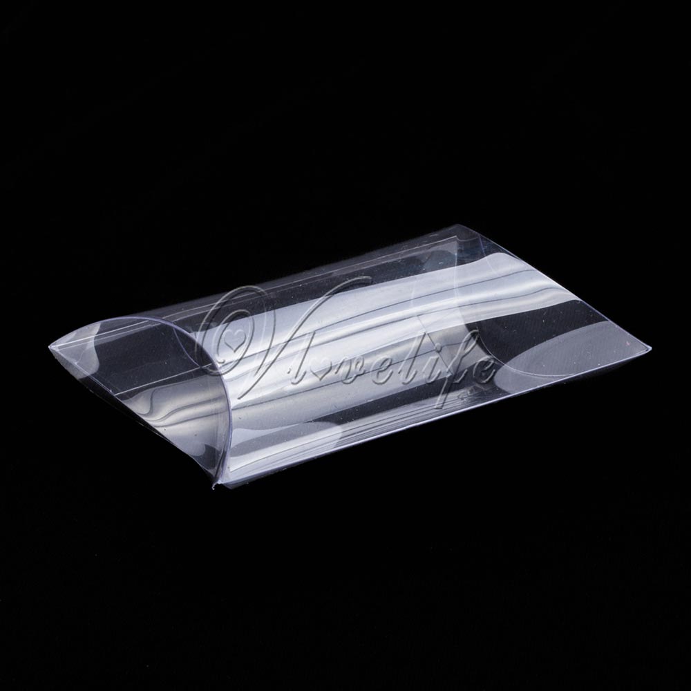 50 Stks/partij Stijl Kussen Vorm Doos Snoep Box Geschenkdoos Voor Wedding Party Favor Decor Karton/Pvc/bruin Kraft: clear
