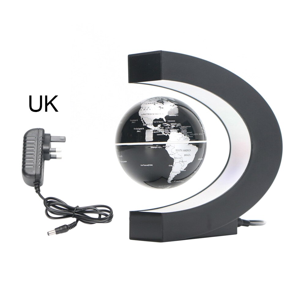 3"C Shape Magnetic Levitation Floating Globe Maglev Levitation Rotating Globe World Map for Teaching Home Office Desk Decoration