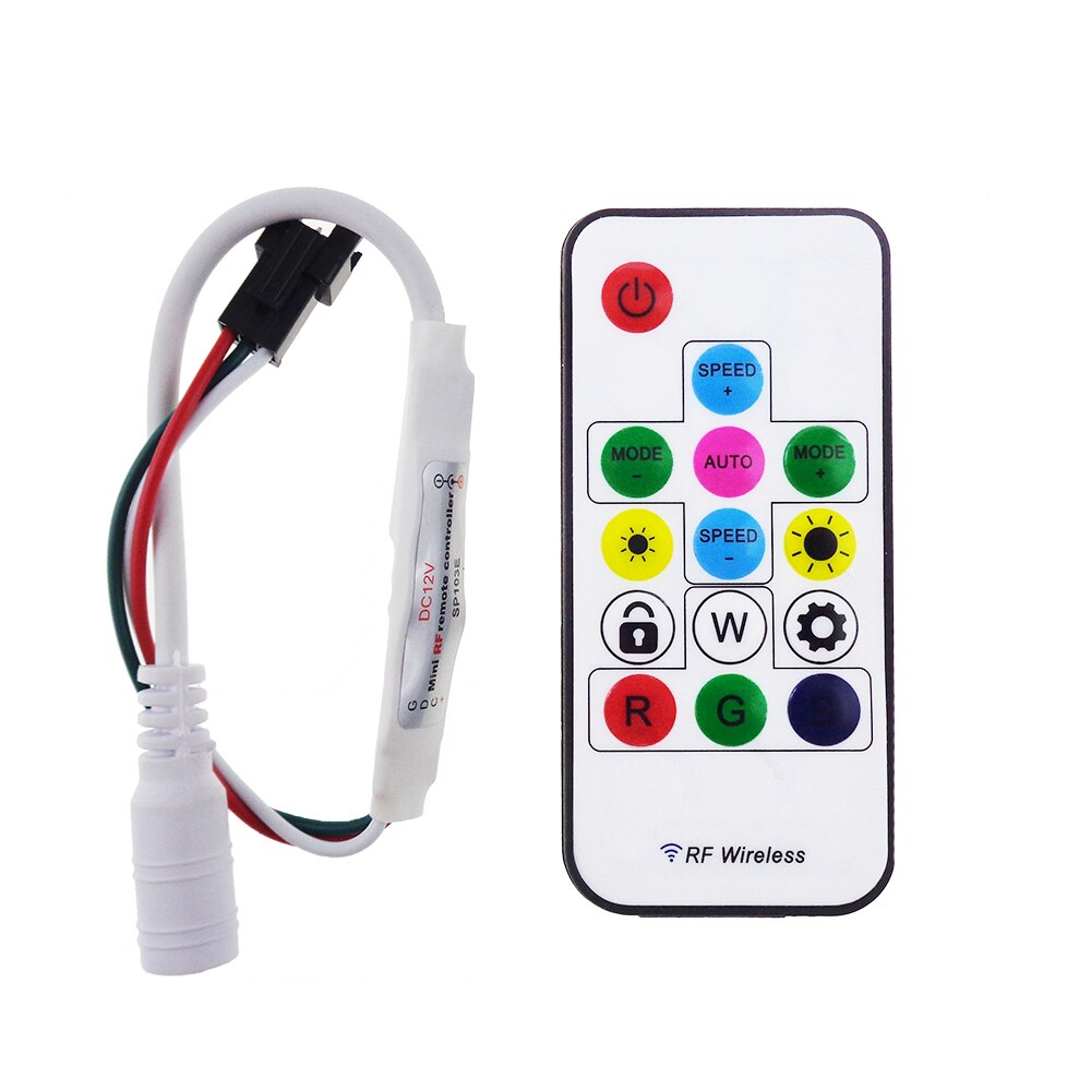 1 pcs SP103E 5V 12V RF Controller For WS2812 WS2811 SK6812 strip 14Key wireless with mini Remote one or two wire Driver IC IQ