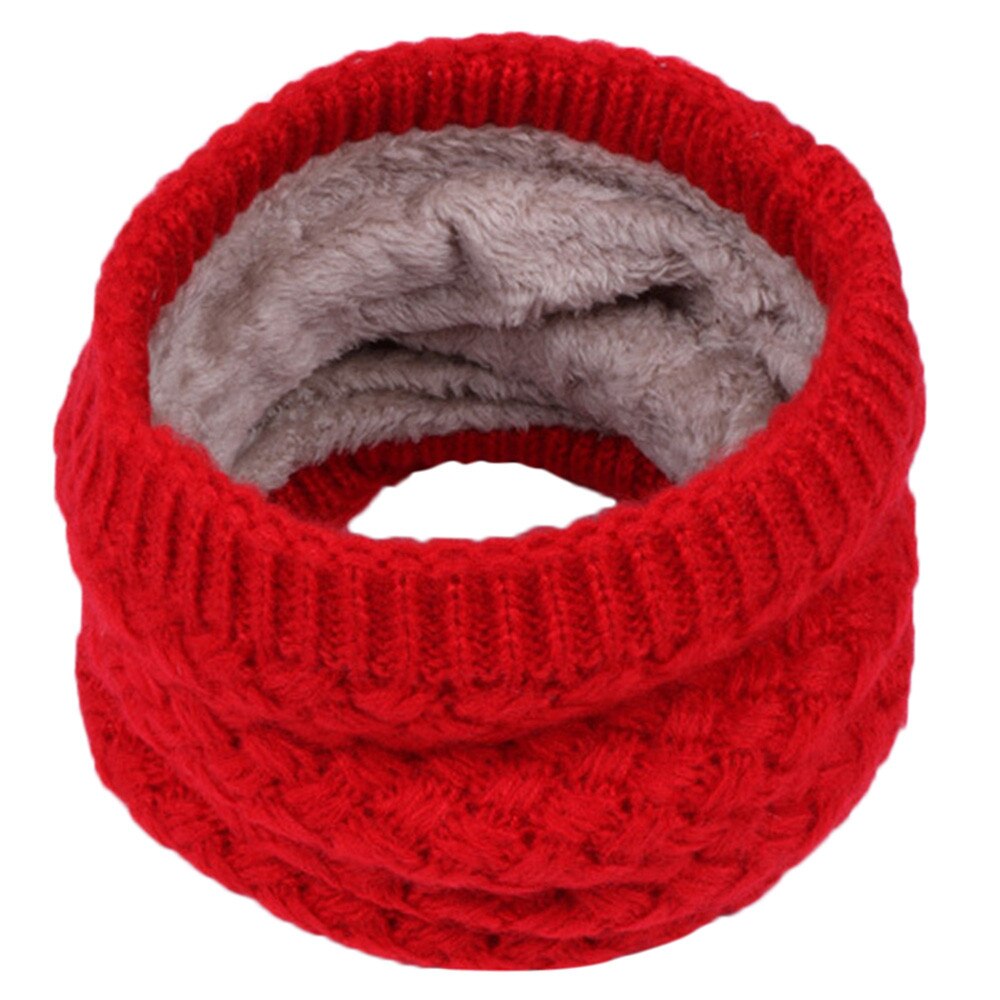 3-15 years KIDS Winter Scarf For Children Knitted Baby Ring Scarf Children Scarf Neck Cotton Thickened Collar Scarves For Girl: Red