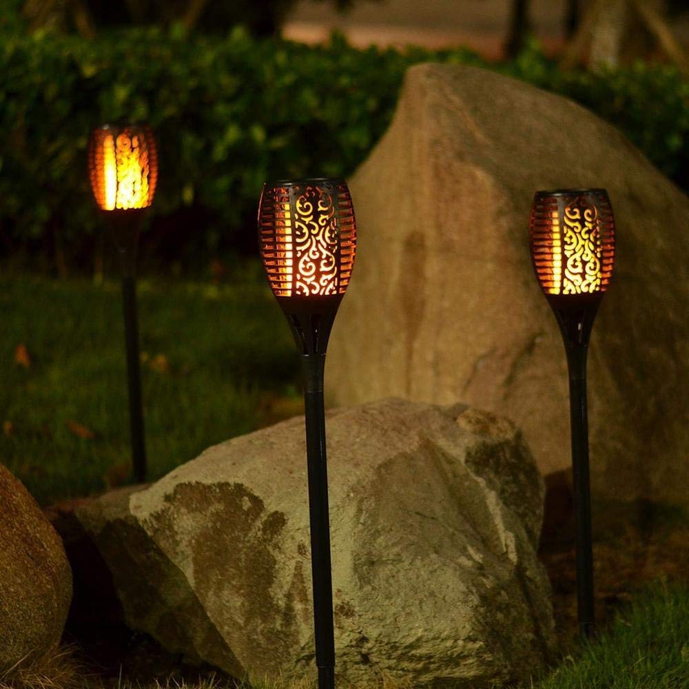 Solar Torch Lights Waterproof Dancing Flickering Effect Stake Flame Lantern Outdoor Landscape Decoration Garden Patio Pathway