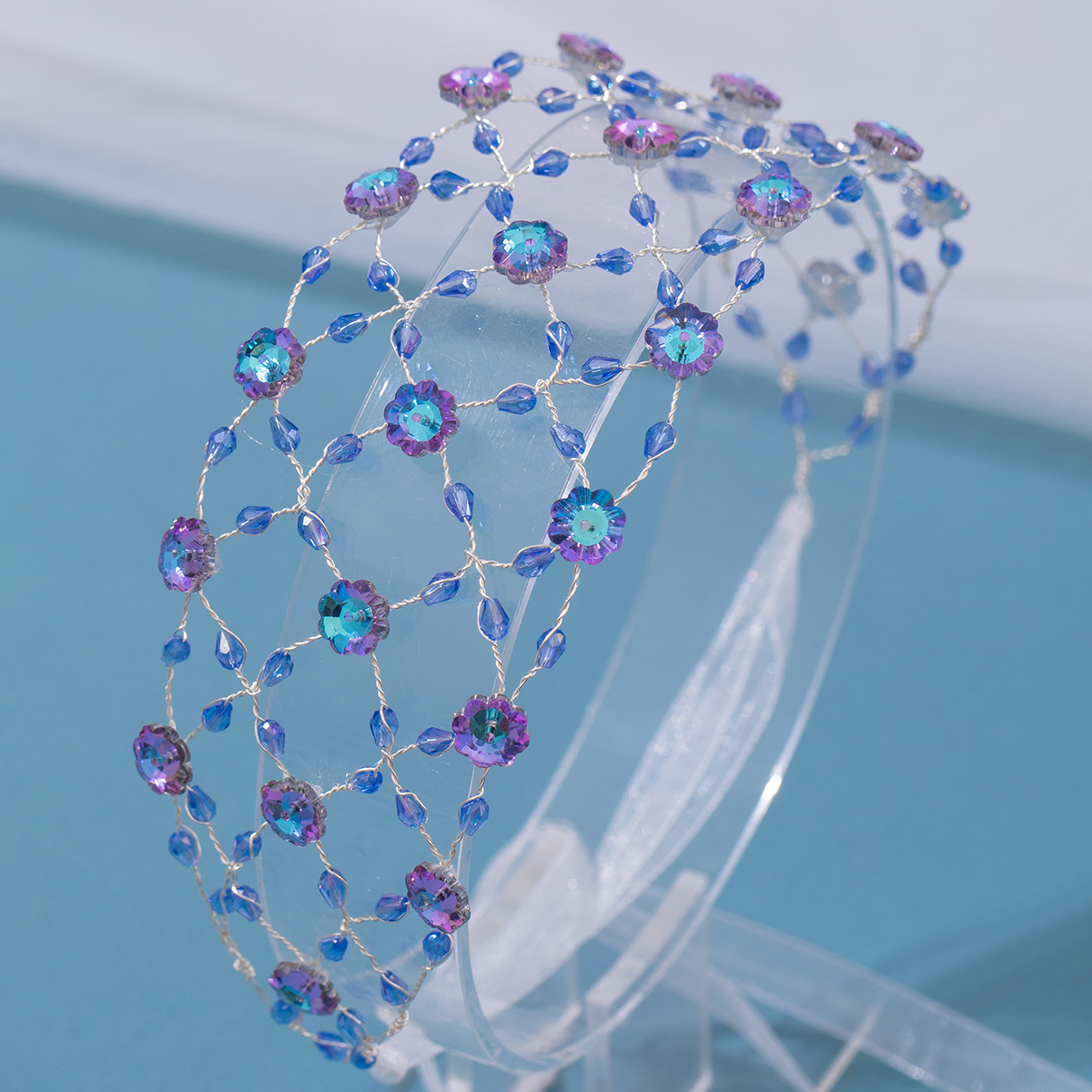 Diadema de perlas, diademas de red de cadena suave para novia, accesorios para el cabello de boda, tocado con cuentas de , joyería Noiva para mujer