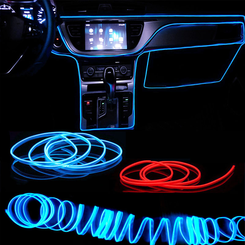 1M/3M/5M Auto Innen LED Dekorative Lampe EL Verdrahtung Neon- Streifen Für Auto DIY flexibel Umgebungs Licht USB Party Atmosphäbetreffend Diode