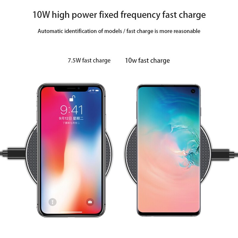 QI Charging Pad Telefoon 10W Snelle Draadloze Oplader Met Led Indicator Voor Samsung Galaxy S9/S9 + Voor IPhone XS Max XR Snel Opladen