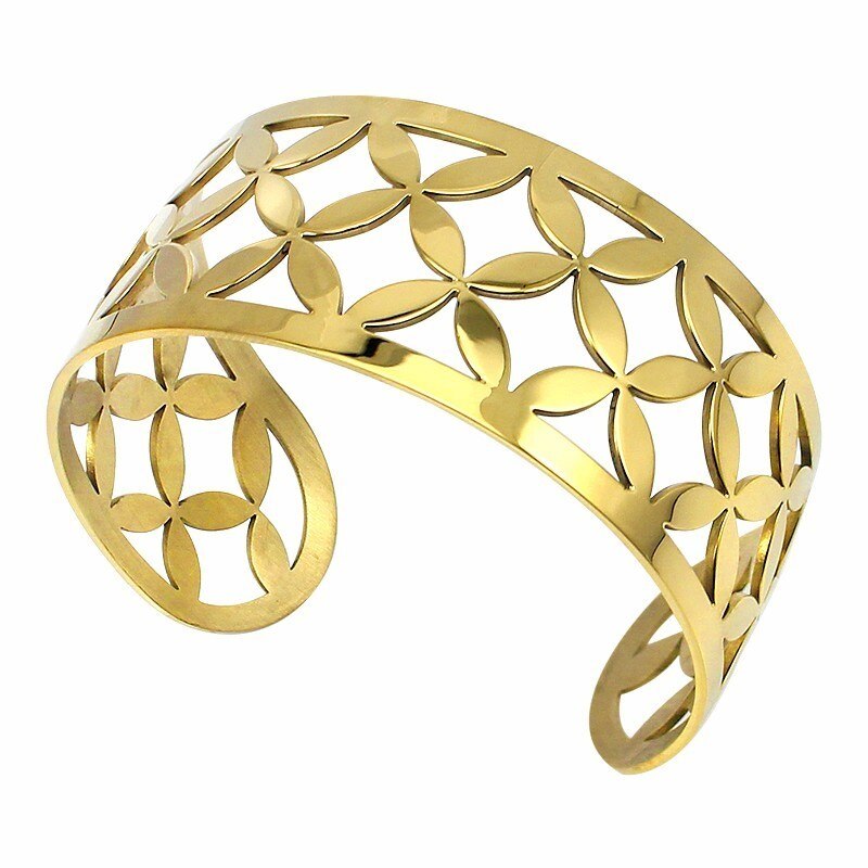 Stainless Steel Bracelet For Female Male Adjustable Hollow Arm Cuff Bangles Gold/Rose Gold/Silver Color Bangles Trendy Jewelry