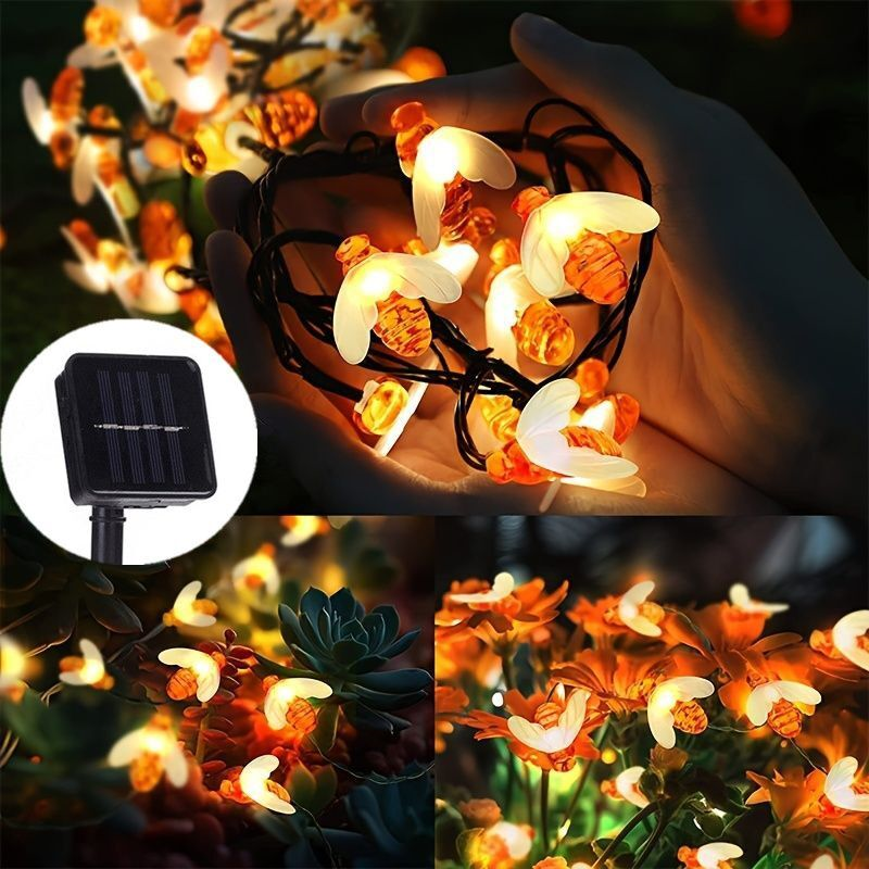 20/50/100 LED Solar- Biene Fee Lichterketten Gartenbeleuchtung 8 Modi Wasserdichte Außenbeleuchtung für Blumenzaun Weihnachtsbaum