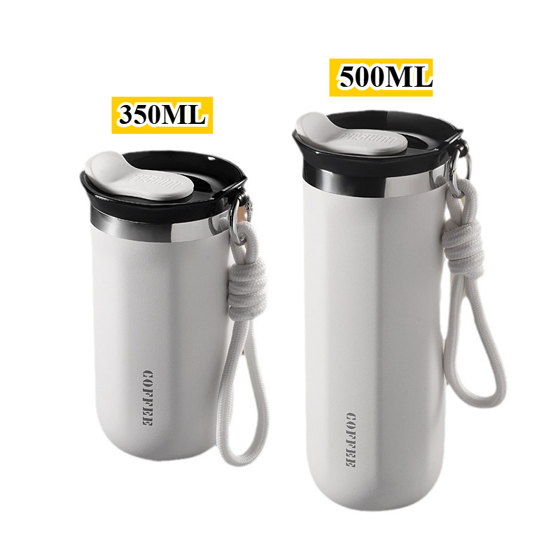 350/500ML Stainless Steel Coffee Mug Insulated Water Cup Portable Double Wall Vacuum Flask Leak-Proof with Lid Travel Coffee Cup: black / 51-100ml