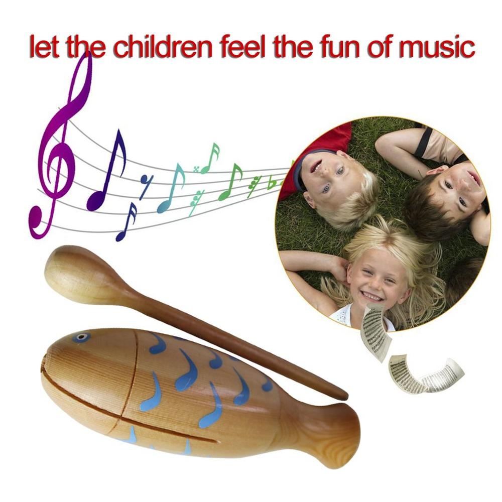 Orff World Wooden Fish-Shaped Clappers Musical Instrument For Kids Rhythm Early Educational Toys With Percussion Stick
