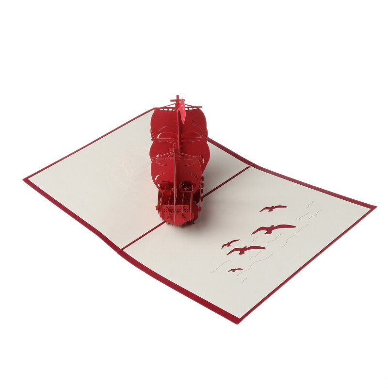 3D Pop Up Greeting Card Sailing Ship Christmas Birthday Thank you Valentine Card Wholesalse
