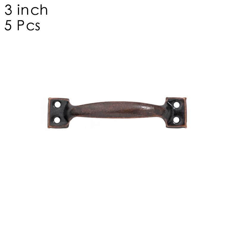 Poignées de porte Vintage 5 pièces/ensemble boutons antiques poignées en Bronze pour armoires de porte de cuisine: 3 inch red copper