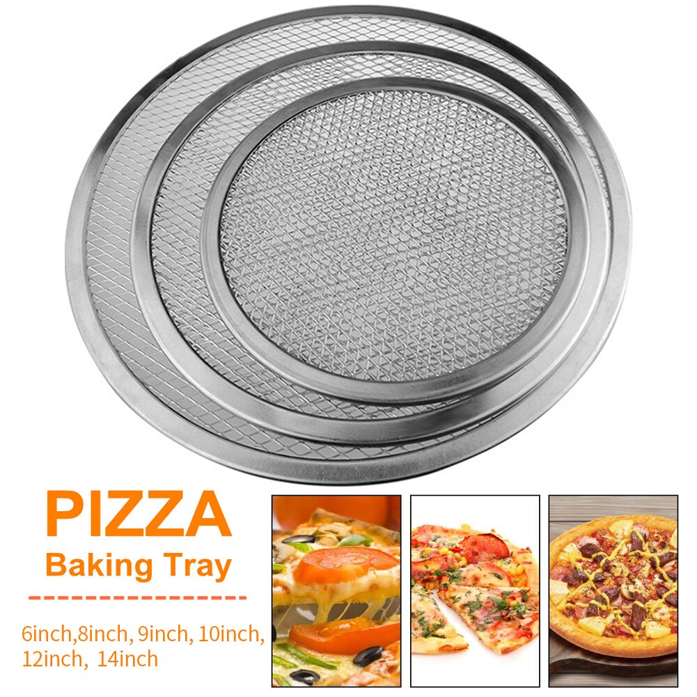 6-14 Inch Naadloze Aluminium Pizza Screen Bakplaat Metalen Net Bakvormen Keuken Gereedschap Pizza Accessoires #734