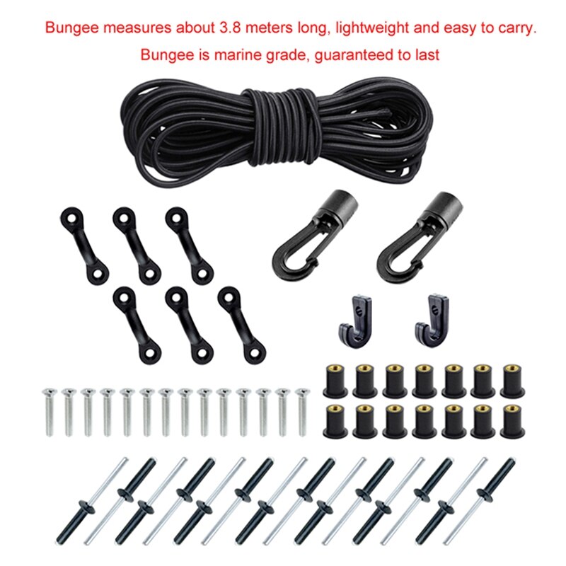 Uitgebreid Dek Rigging Kit Accessoire Elastische Touw Bungee Nylon C En J Gesp Voor Kajaks Kano Boot Accessoires