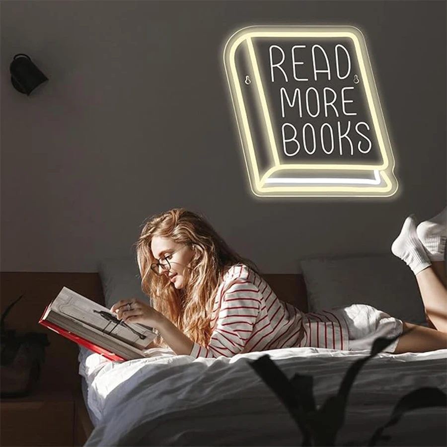 Read More Books LED Neon Lights, Student Classroom Lights Signs, Used For Bookstore, Reading Room, Library, Study Decoration.