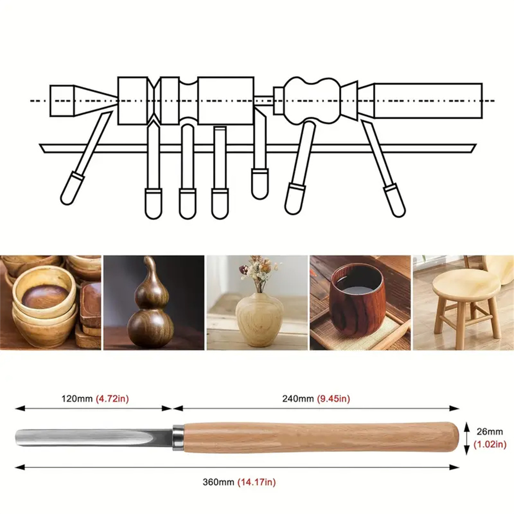 8PCS Woodturning Chisels Set High-Speed Steel Blades Lathe Chisel Kit with Skew Parting Spear Gouges Woodworking Tool