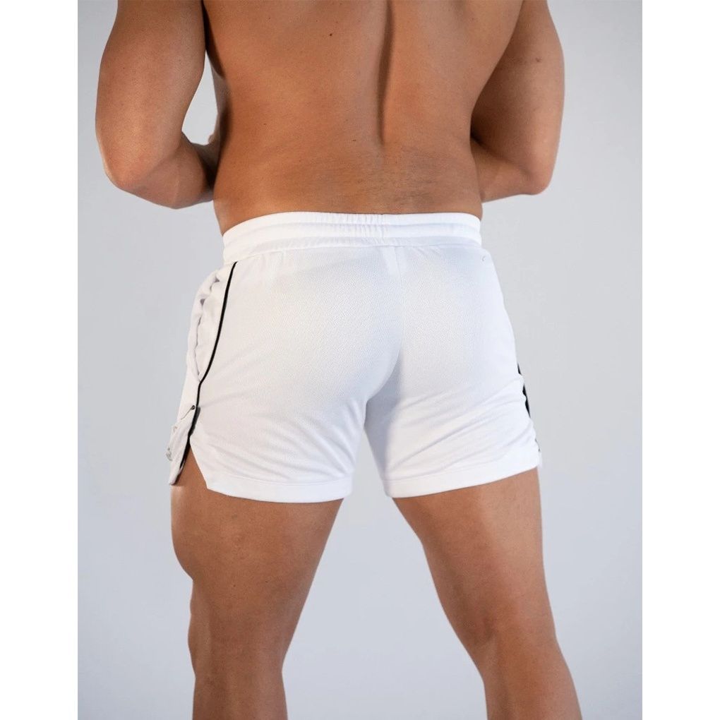 muscle fitness fitness sports casual men's shorts European and American trend running training breathable fitness pants: XL / Ivory