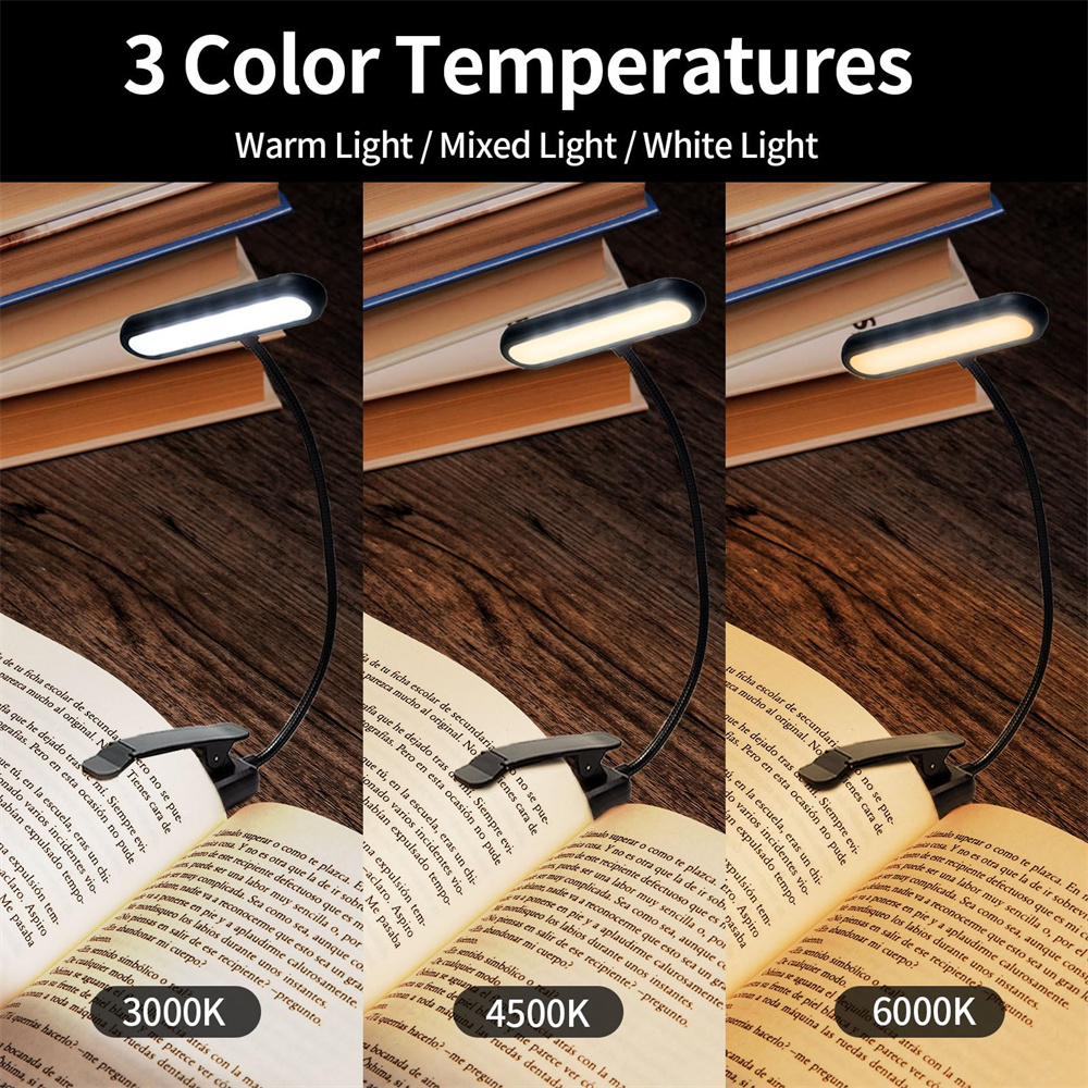 LED-boeklicht Leeslamp Oogzorgzame clip-on USB Oplaadbare dimbare lichtlamp Verstelbare flexibele nachtleeslamp