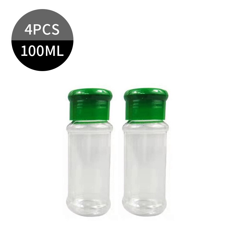 Plast krydda salt peppar shakers kryddburk bbq krydda flaskor cruet behållare kök kryddburk med lock: 2 st grön