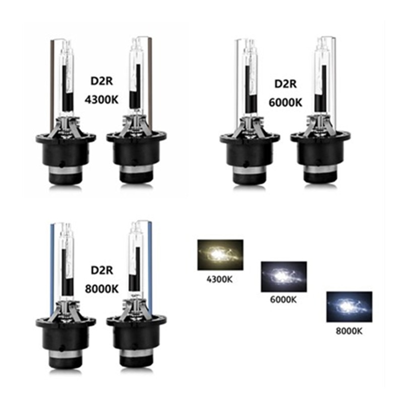 2x D2R 35W HID Xenon Headlight Bulb HID Bulbs With Metal Bracket Protection 4300K 6000K 8000K D2R XENON HID Auto Headlamp Light