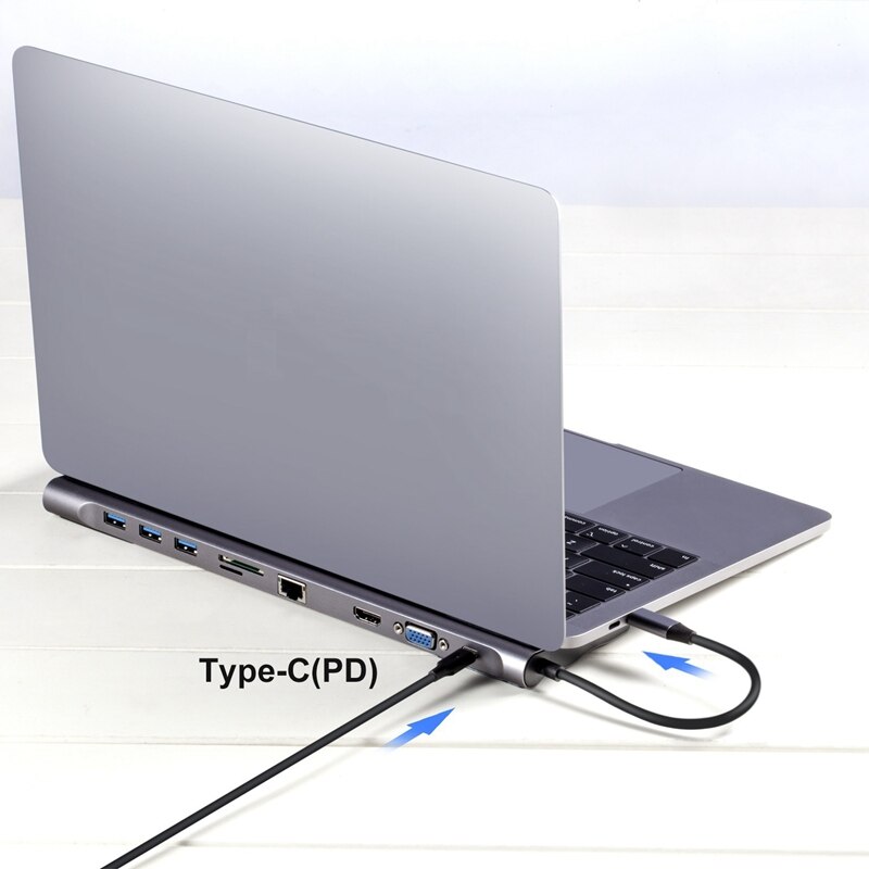 10 in 1 USB C HUB, Multi-Function Docking Station PD Fast Charge, for PC Laptop