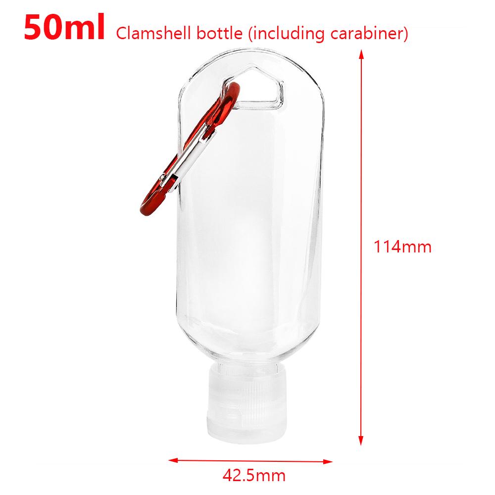 30ml Travel Leak Proof Leather Case Keychain Bag Refillable Empty Bottle For Hand Sanitizer Bag With Key Rings Pendant Bottle: 50ML Clear B