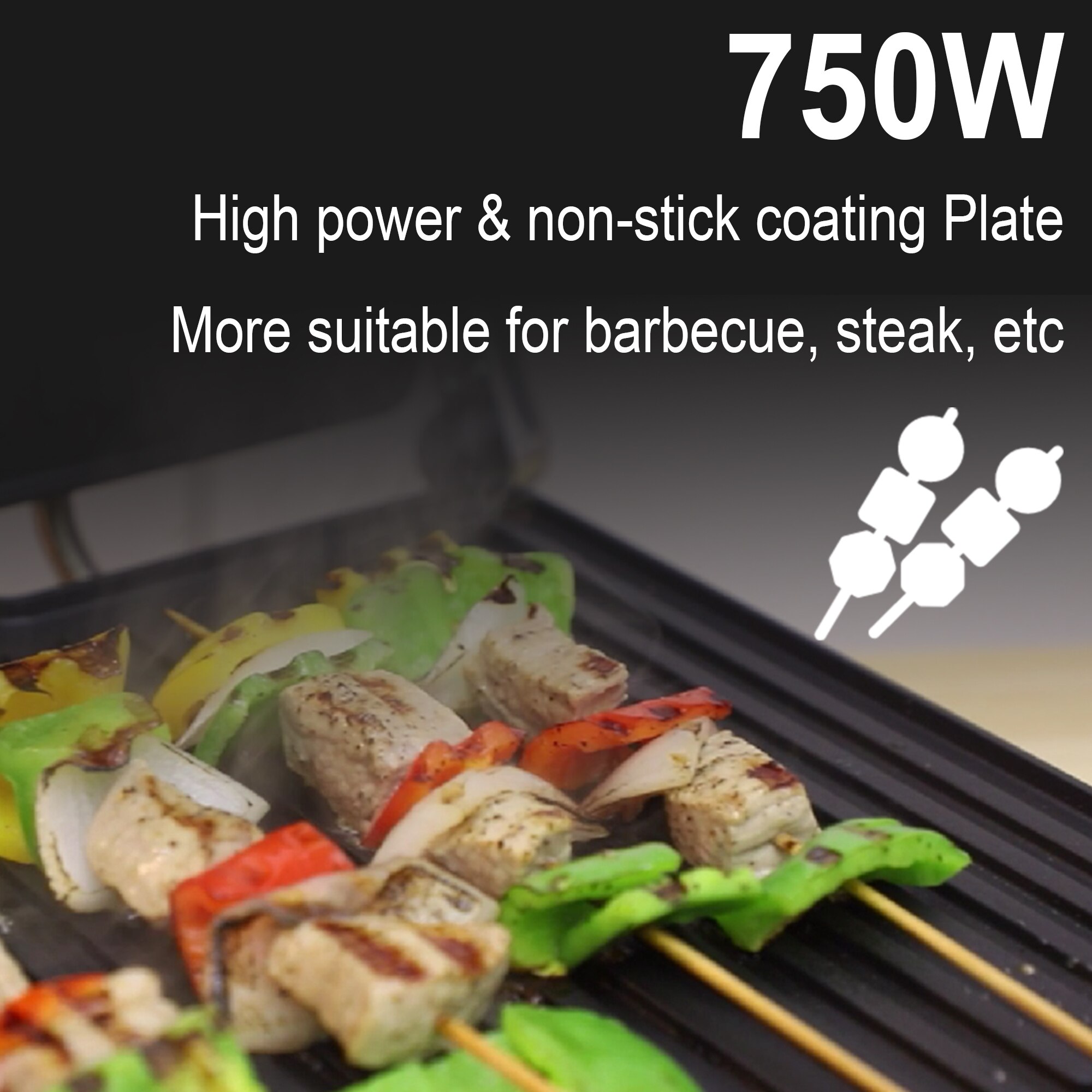 Electric Grill Multi Baker 750W Barbecue Machine BBQ Kitchen Machine Griddle Smokeless Grilled Meat Baking Pancake Maker Sonifer