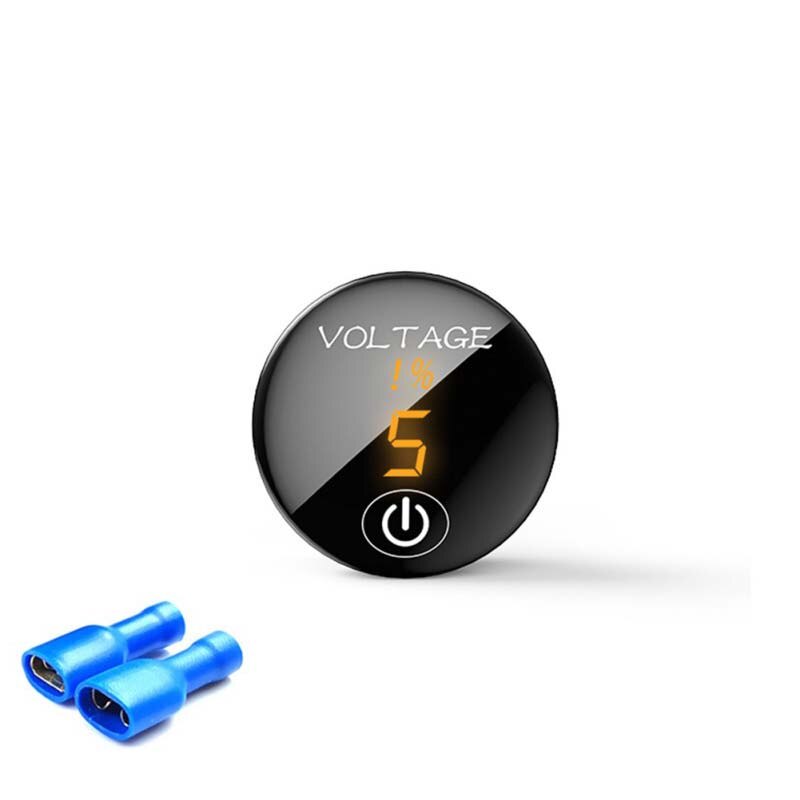Auto Motorfiets Voltage Meter met Touch Schakelaar Ronde Waterdichte Auto Voltage Meter Boot DC 12-24V LED Panel digitale Voltmeter: Oranje