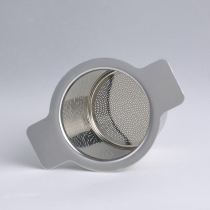 Kaffefilter te-si låg mesh rustfrit stål fint genanvendeligt med 2 håndtag