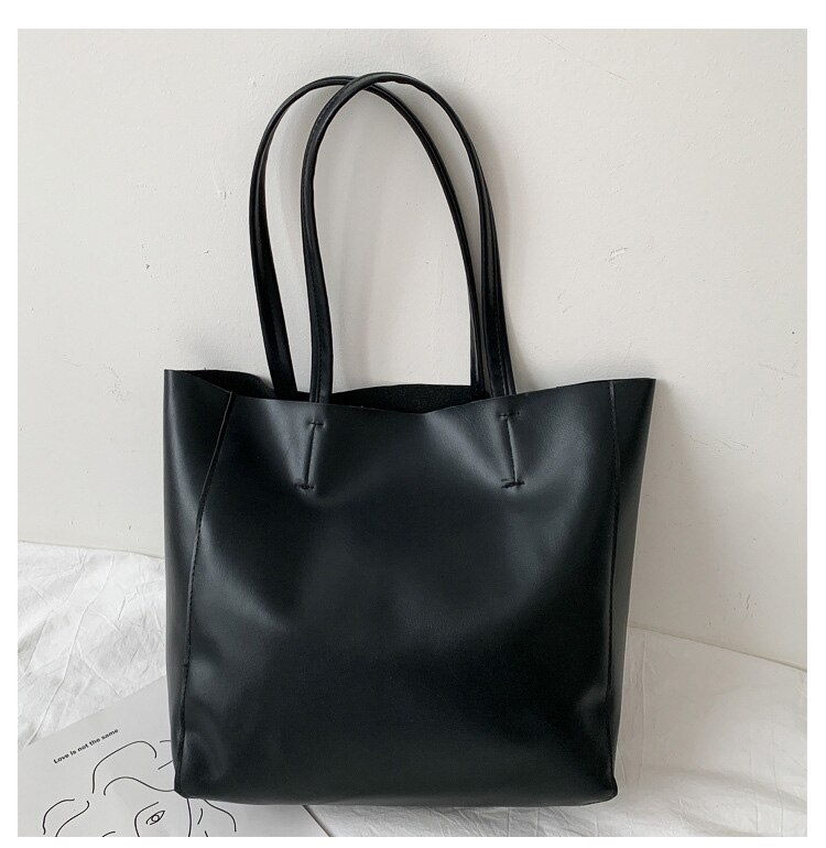 Vrouwen Tote Bag Grote Capaciteit Eenvoudige Pu Leer Vrouwelijke Schoudertassen Voor Dames Shoper Zak Luxe Goedkope Tassen: small black