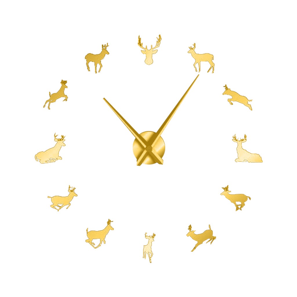 Dog Pet Frameless Giant Wall Clock With Mirror Effect Sausage Dog Large Clock Wall Watch DIY Mirror Effect Dachshund Wall Art: Gold B