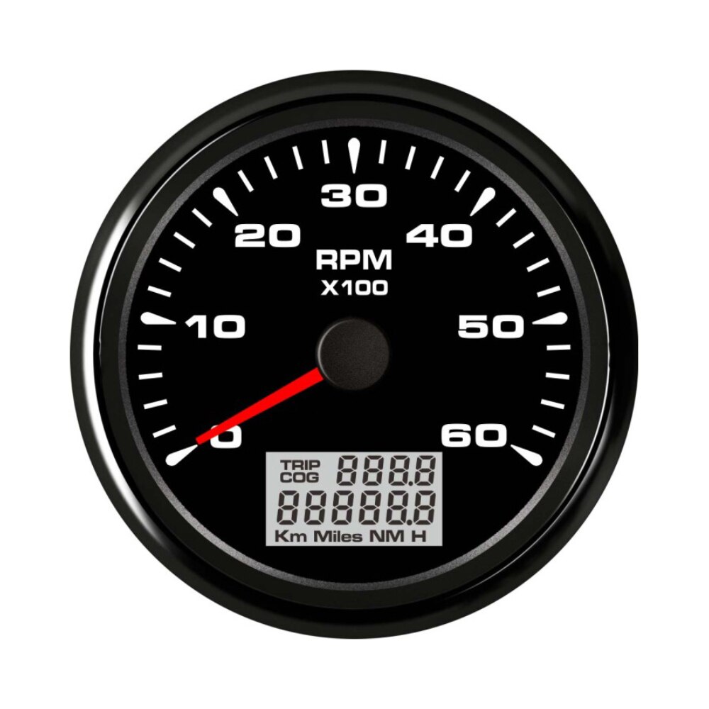 85mm Univesal Tachometer RPM Gauge Rev with Hourmeter 9-32V 8 Colorful Backlights: 6K BN