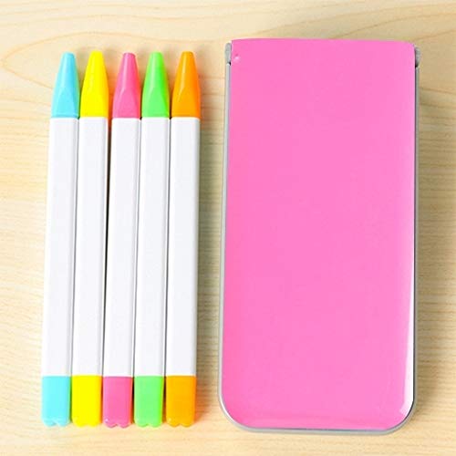 XRHYY 1 Box 5Colors Highlighter Stationery Student Mark Highlighter Watercolor Note Pen Highlighting Writing Notes: Hot-Pink