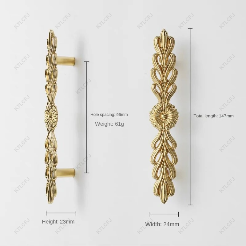Französischer Türgriff, Bogen, Einzelloch, nordisches Licht, Luxus, Gold, neue Schublade aus reinem Kupfer, europäischer und amerikanischer Stil, Messinggriff: Rosa