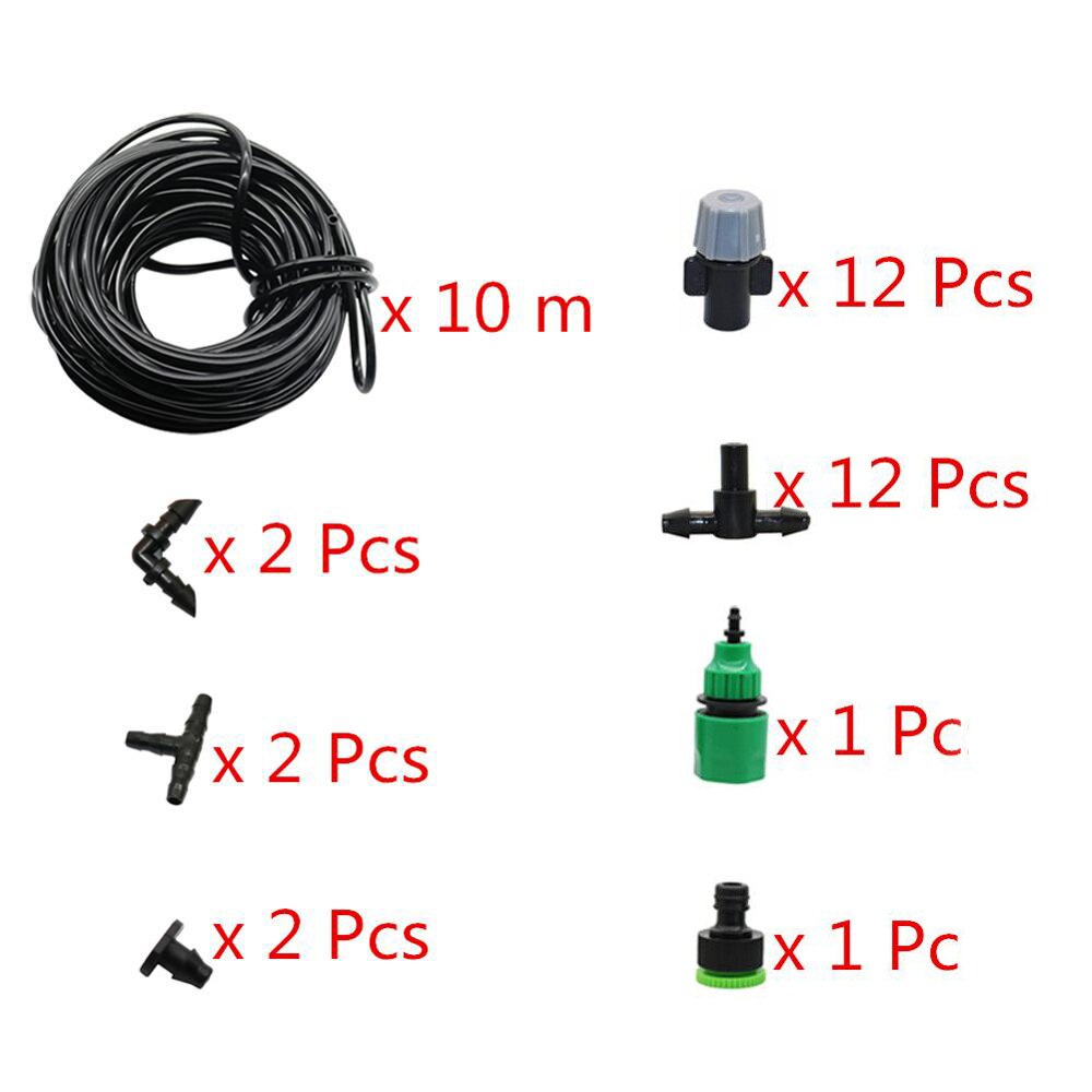 Bocais para irrigação, sistema portátil, rega automática por mistura, 10m, cabeça de spray de mangueira de jardim com 4/7mm, conexão com o conector: 10m