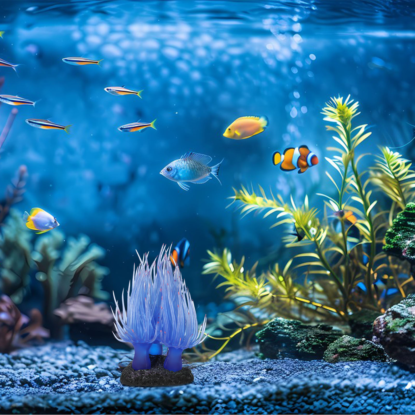 Corail artificiel Flexible, décor doux pour Aquarium, accessoires de paysage d'eau, produits pour animaux de compagnie, Base d'anémone de mer Non toxique