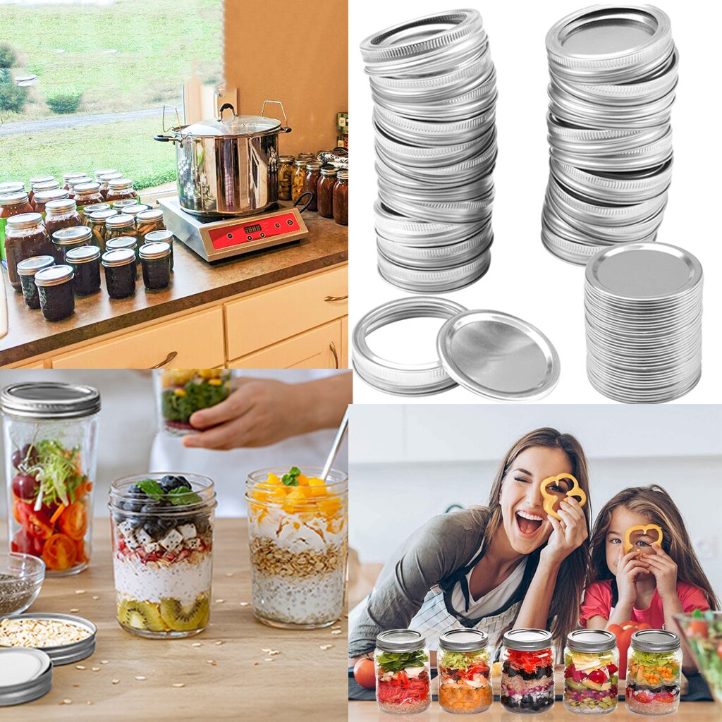 24PCS Canning Lids Leak free Regular Mouth Mason Canning Lids + Rings, Tinplate Lids for Mason Jar Regular Mouth