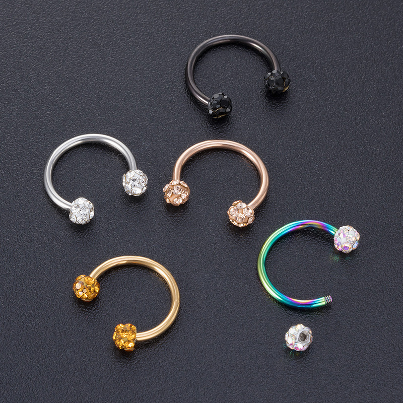 Anillo para el tabique de la nariz, joyería para Piercing de herradura, 16G, pendientes Tragus de hélice para cartílago, Aro para Piercing de labio, retenedor de 8mm, 1 unidad