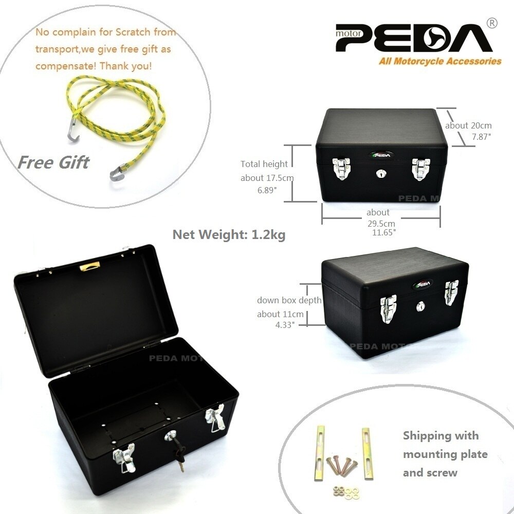 e Bike hard box Motorcycle Top Case Scooter Trunk Electric scooter Black PP Luggage Tail Tool Baul Motocicleta Bauletto