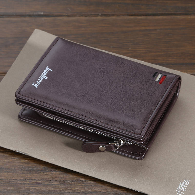 Male Short Wallets Card Holder Business Purse Multifunction PU Leather Wallet For Men Pocket Wallet With Zipper