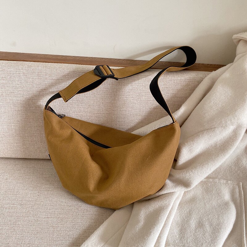 [BXX] décontracté toile Crossbody Dumplings sacs pour femmes sac à bandoulière femme sacs à main et sacs à main HJ451: brown