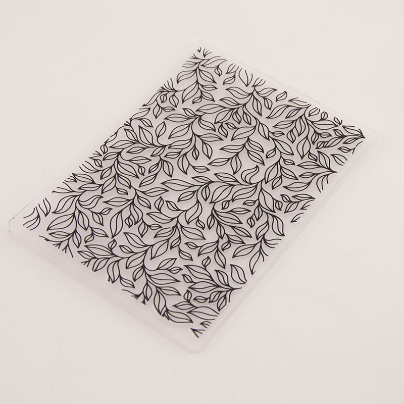 Plastic Embossing Folders Black Leaf Pattern Scrapbooking Template Craft Card Making Decoration Rectangle 14.5cm x 10.5cm, 1 pc