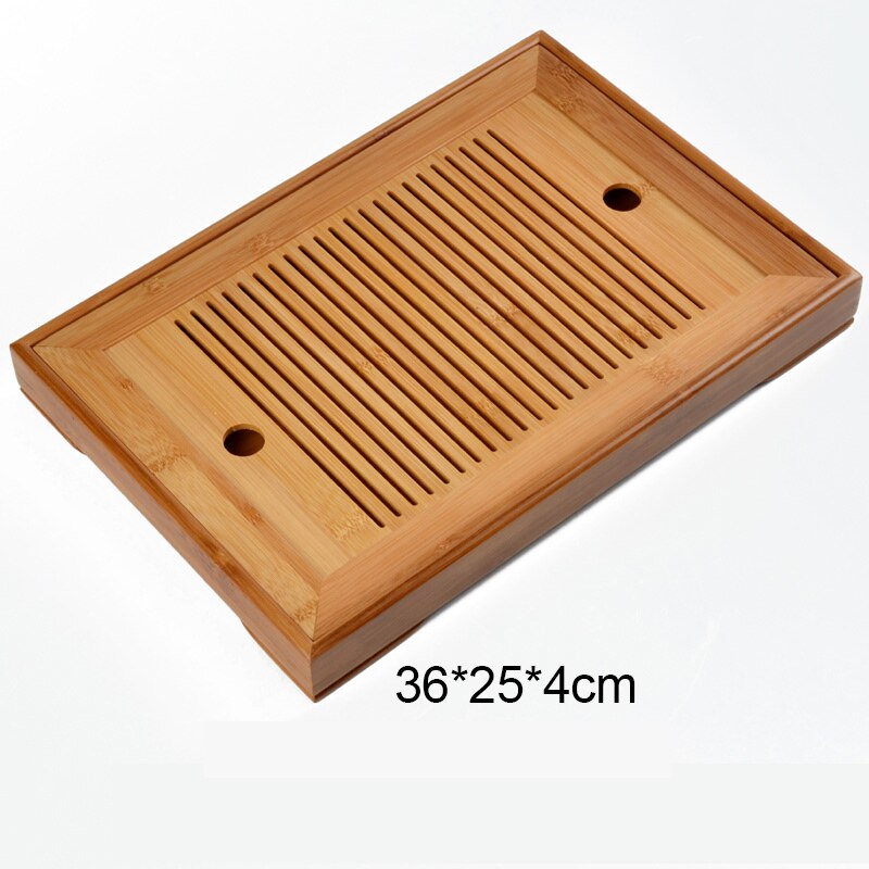 Kung Fu Tea Set Natural Bamboo Tea Tray Rectangular Traditional Puer Wooden Tea Tray Chahai Tea Table: see chart-C