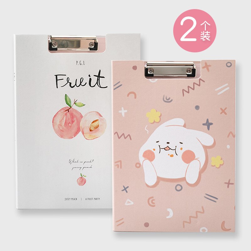 2pcs/set Cartoon A4 Flip Clip Student Cute Paper Clipboard Folder Pad for Office Supply Writing Clipboard Stationery School: M