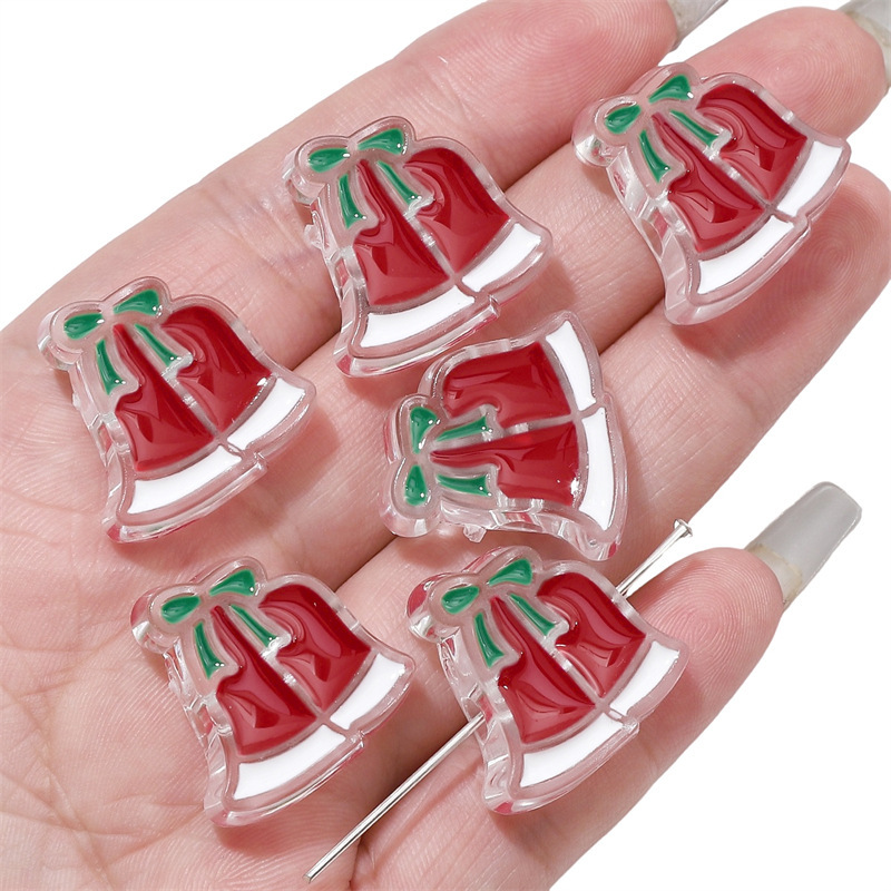 6 teile/los Weihnachten Baum Glocken Handschuhe Acryl Perlen Komponenten Für DIY Handgemachte Armbinde Halskette Schmuck Machen Liefert Material: Grau