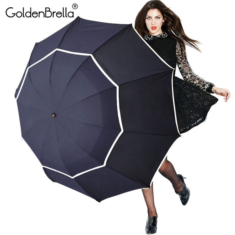 Grote Paraplu Regen Vrouwen Mannen Vouwen Dubbele Laag Sterke Wind Weerstand Super Paraplu Outdoor Reizen Vrouwen Paraplu