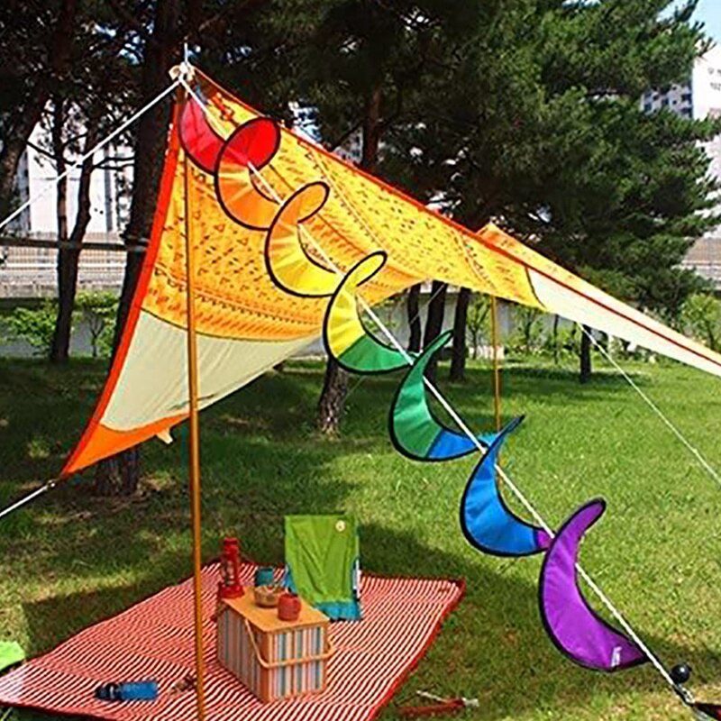 145cm tienda arcoíris Arco Iris espiral Curlie Tail Windmill colorido viento carpa giratoria decoración del jardín